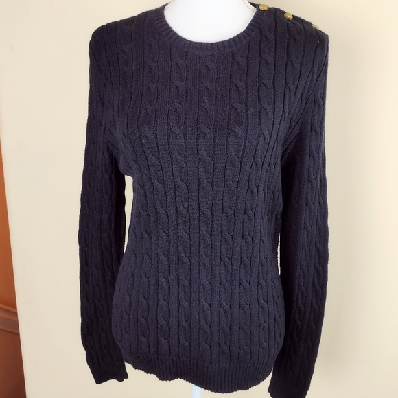 Lauren Ralph Lauren Black Cable Knit Sweater - Picture 1 of 7
